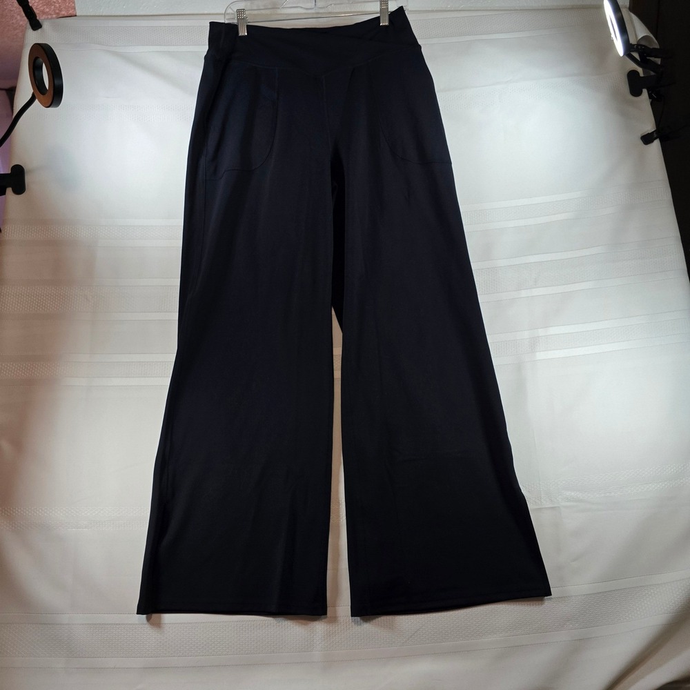 HALARA Black Wide-Leg Pull-On Pants Crossover Waist XL NWT
